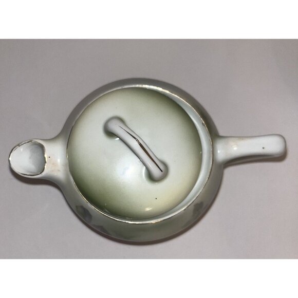 vintage rs prussia hand painted roses porcelain covered cream & sugar with spoon - Picture 3 of 16